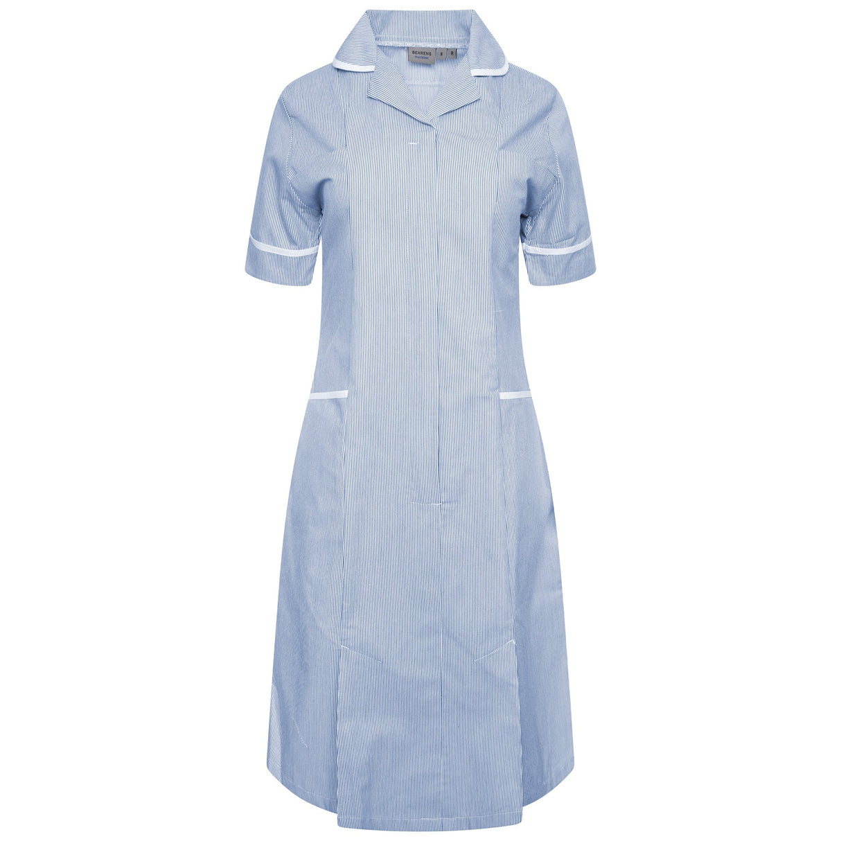 Ladies Dress with Round Collar - Blue/White Stripe