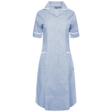 Ladies Dress with Round Collar - Blue/White Stripe