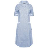 Ladies Dress with Round Collar - Blue/White Stripe