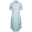 Ladies Dress with Round Collar - Green/White Stripe