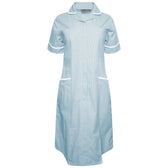 Ladies Dress with Round Collar - Green/White Stripe