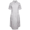 Ladies Dress with Round Collar - Grey/White Stripe
