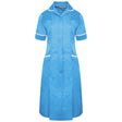Ladies Dress with Round Collar - Hospital Blue