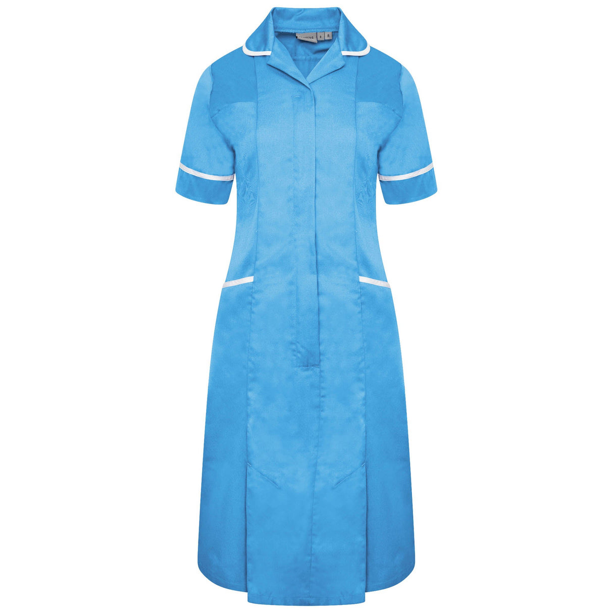 Ladies Dress with Round Collar - Hospital Blue
