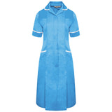 Ladies Dress with Round Collar - Hospital Blue