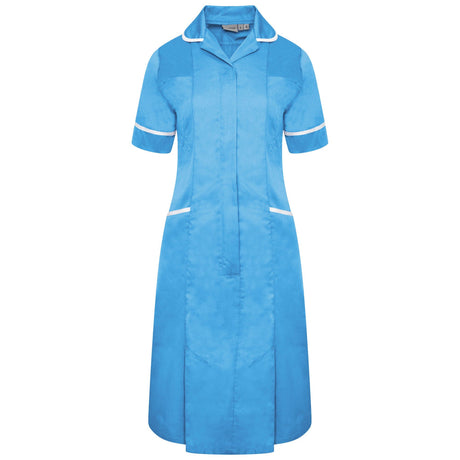 Ladies Dress with Round Collar - Hospital Blue