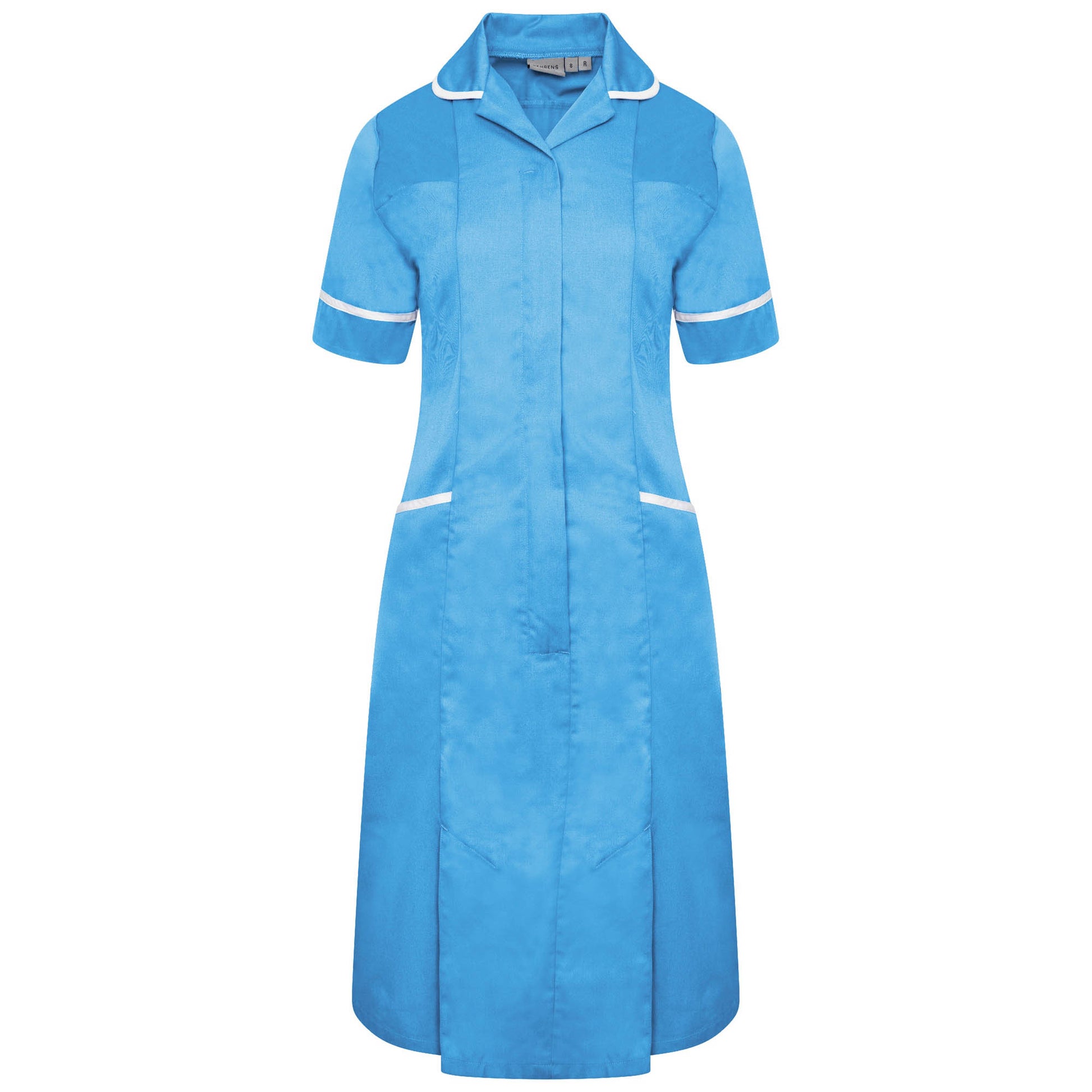 Ladies Dress with Round Collar - Hospital Blue
