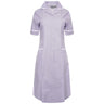 Ladies Dress with Round Collar - Lilac/White Stripe