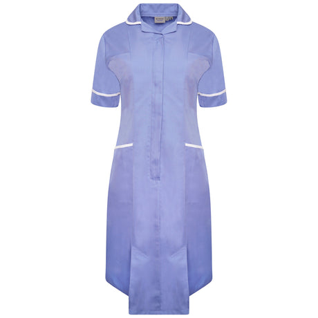 Ladies Dress with Round Collar - Metro Blue