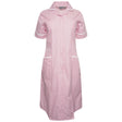 Ladies Dress with Round Collar - Pink/White Stripe