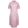Ladies Dress with Round Collar - Pink/White Stripe