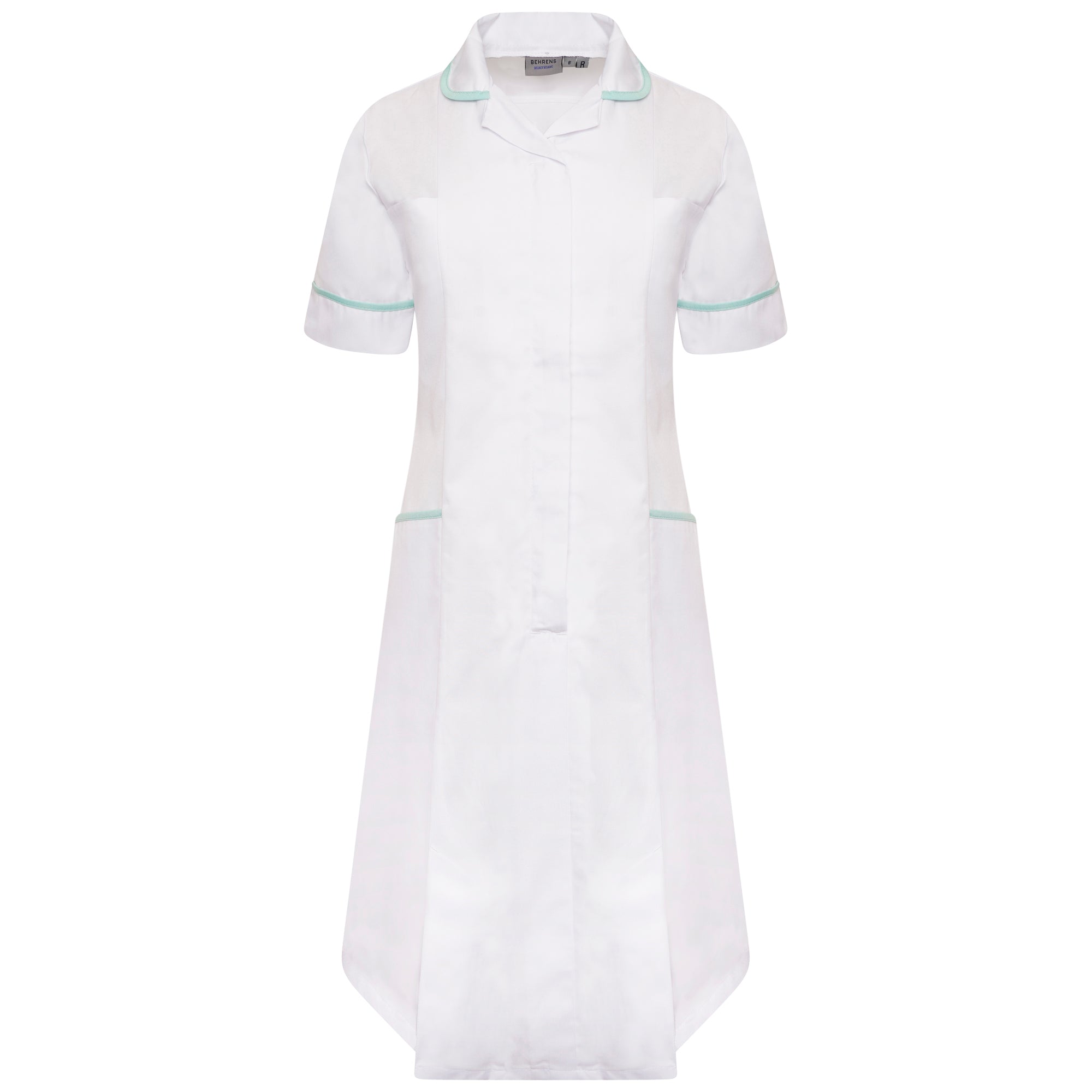 Ladies Dress with Round Collar - White