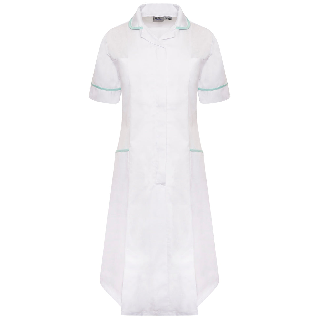 Ladies Dress with Round Collar - White