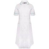 Ladies Dress with Round Collar - White