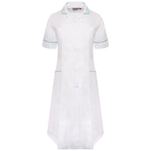 Ladies Dress with Round Collar - White
