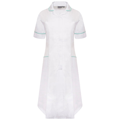 Ladies Dress with Round Collar - White
