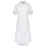 Ladies Dress with Round Collar - White