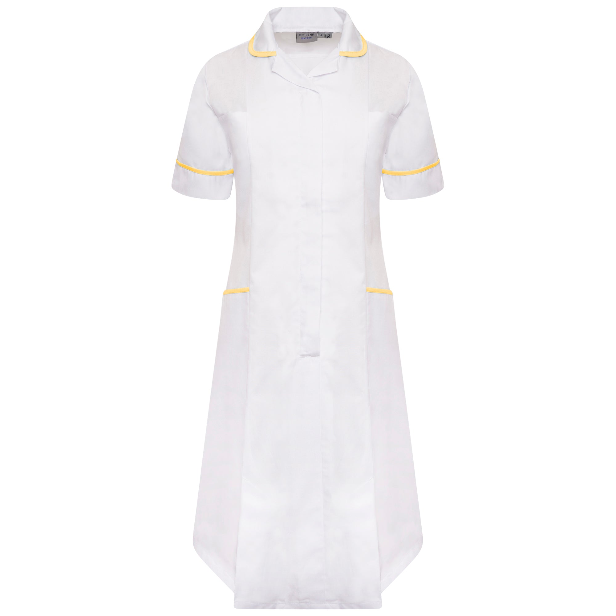 Ladies Dress with Round Collar - White