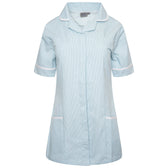 Ladies Tunic with Round Collar - Green/White Stripe