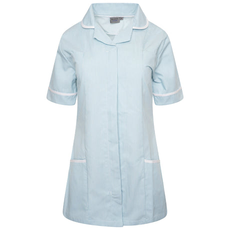 Ladies Tunic with Round Collar - Green/White Stripe