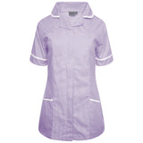 Ladies Tunic with Round Collar - Lilac/White Stripe