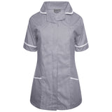 Ladies Tunic with Round Collar - Navy/White Stripe