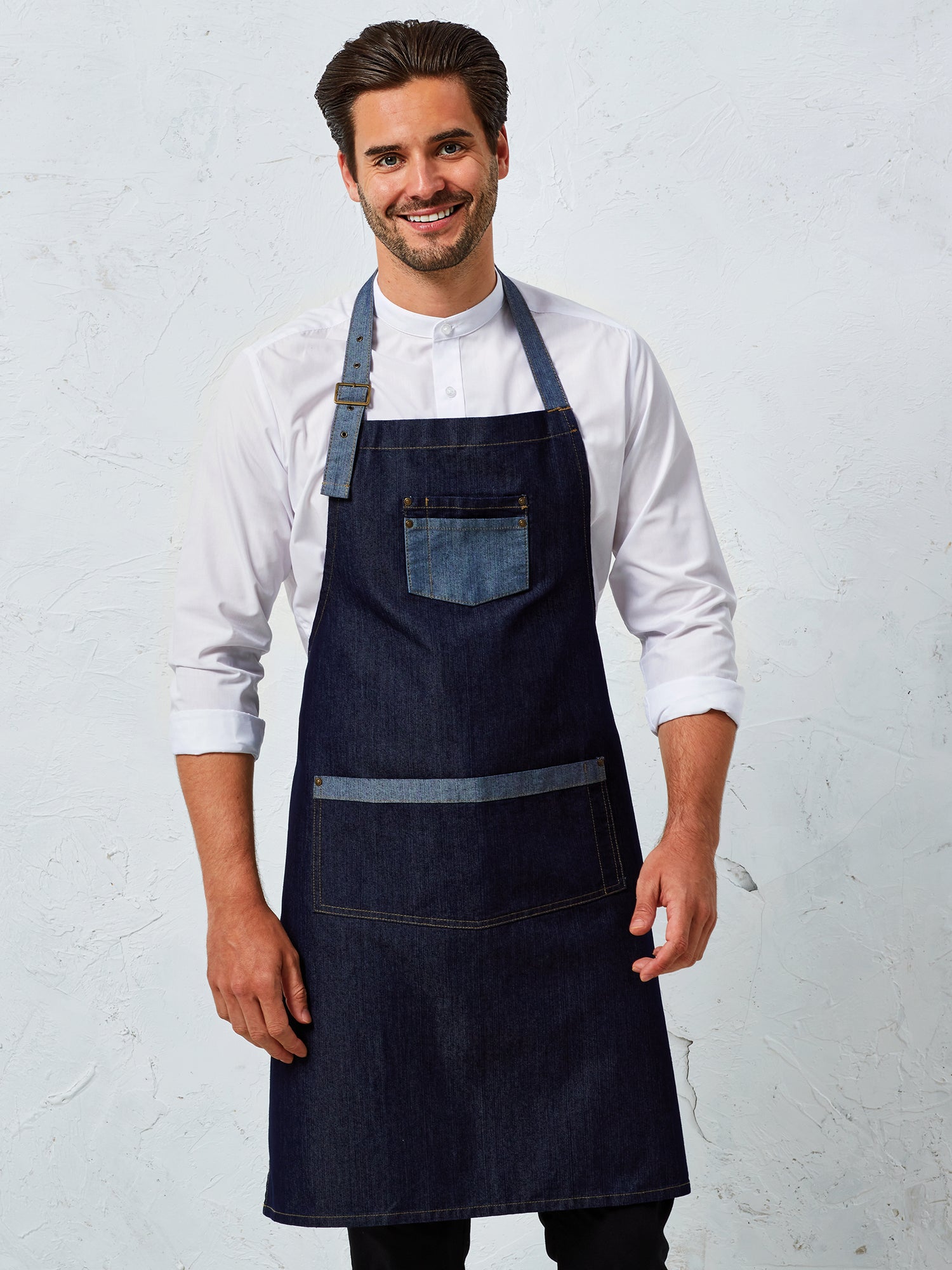 DENIM CONTRAST BIB APRON