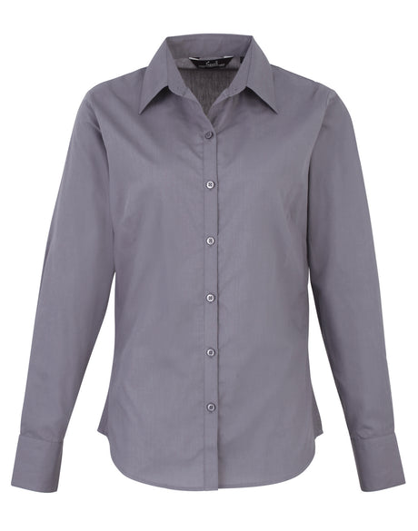 WOMEN'S POPLIN LONG SLEEVE FITTED STYLE SHIRT