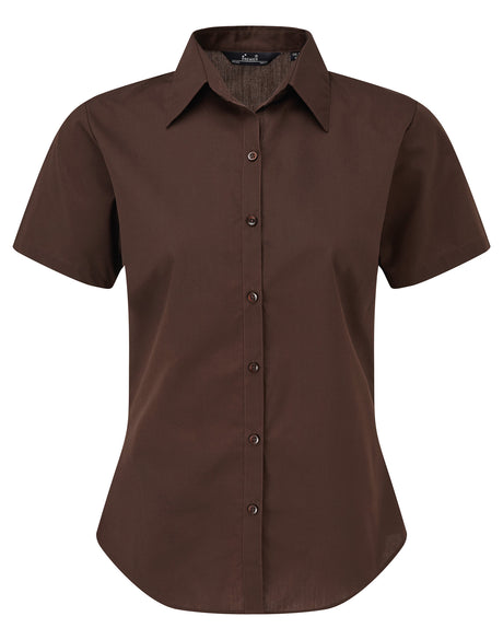 WOMEN'S SHORT SLEEVE FITTED STYLE POPLIN SHIRT