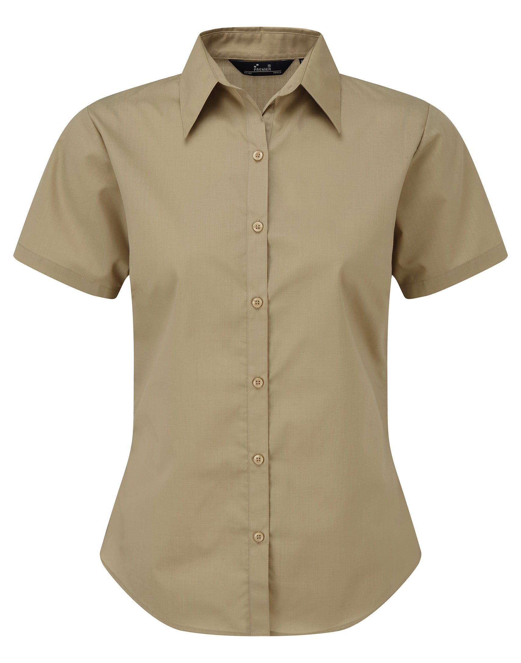 WOMEN'S SHORT SLEEVE FITTED STYLE POPLIN SHIRT