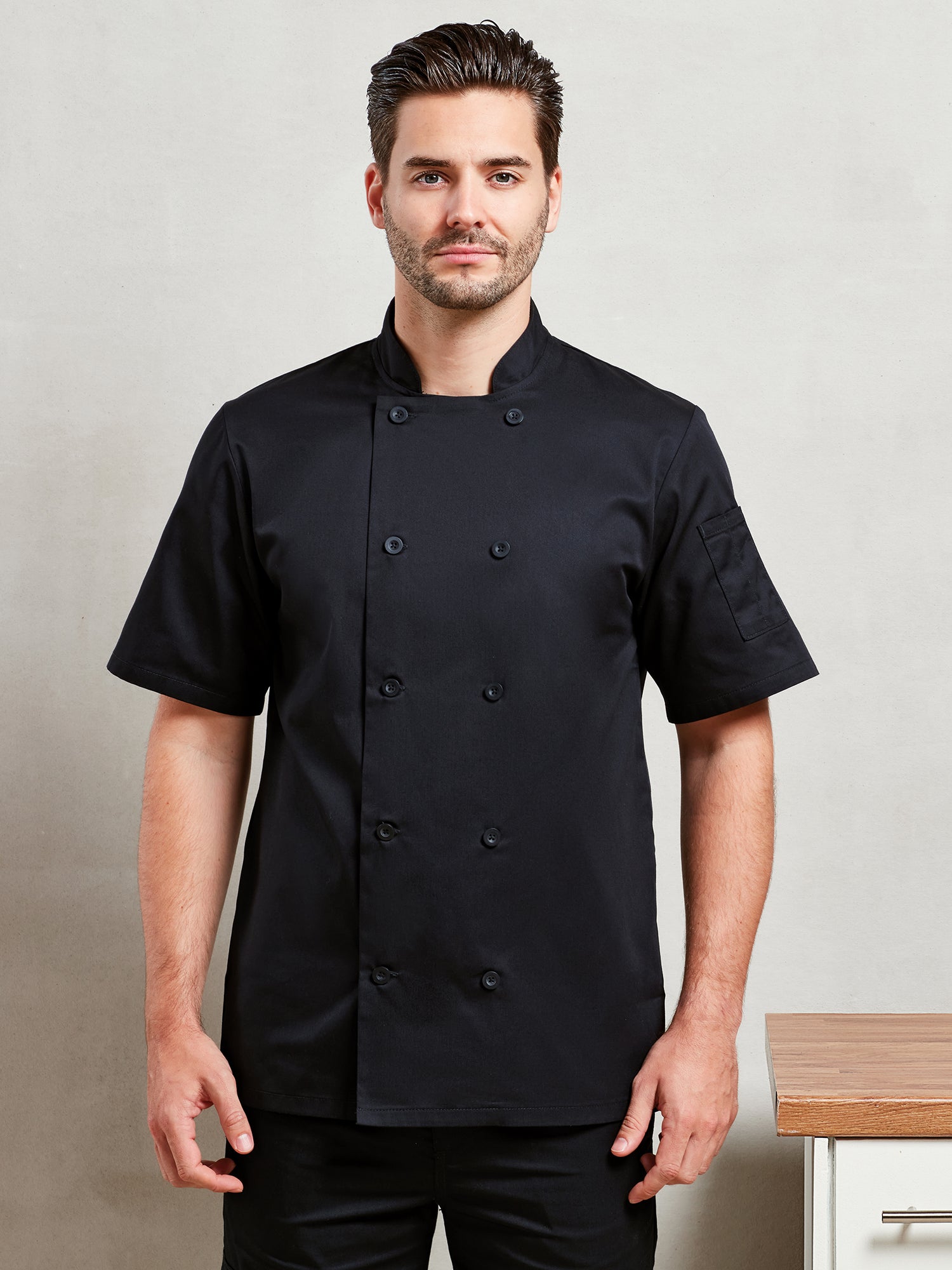 CHEF'S JACKET SHORT SLEEVE BUTTON FASTEN