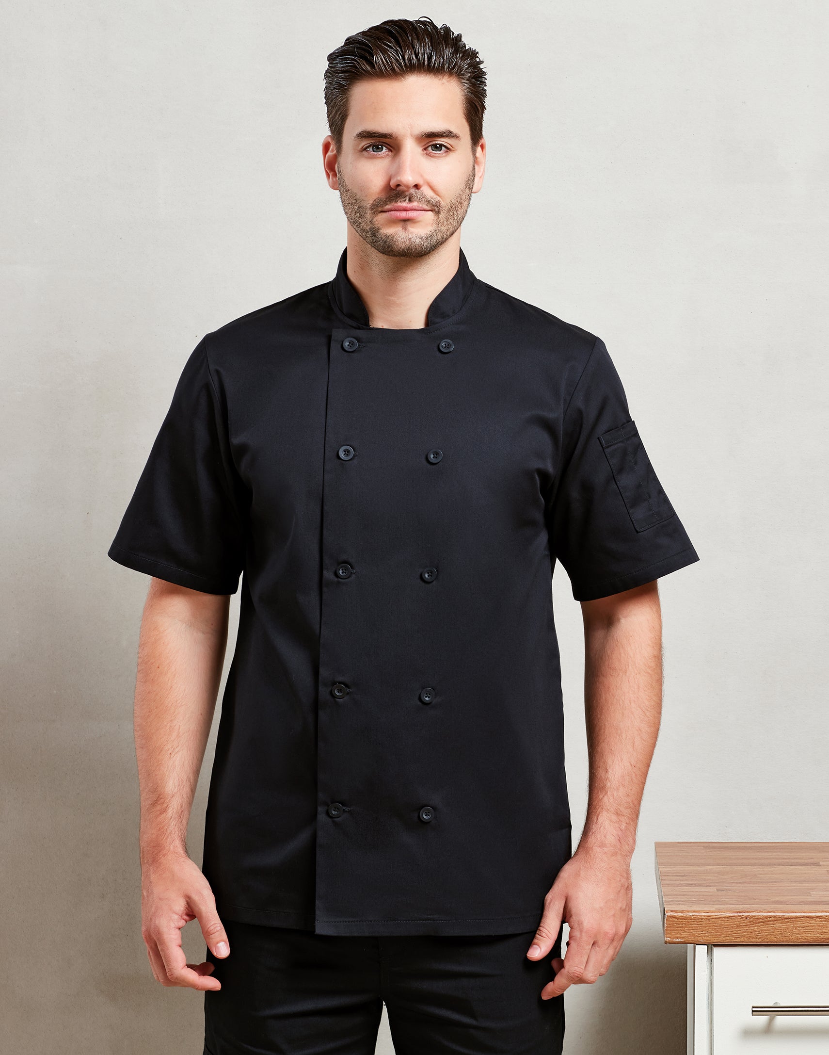 CHEF'S JACKET SHORT SLEEVE BUTTON FASTEN