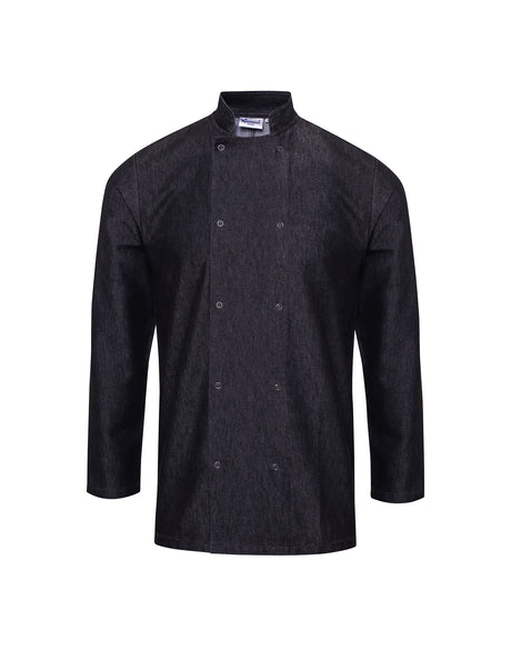 Denim Stud-Fasten Chef’s Jacket