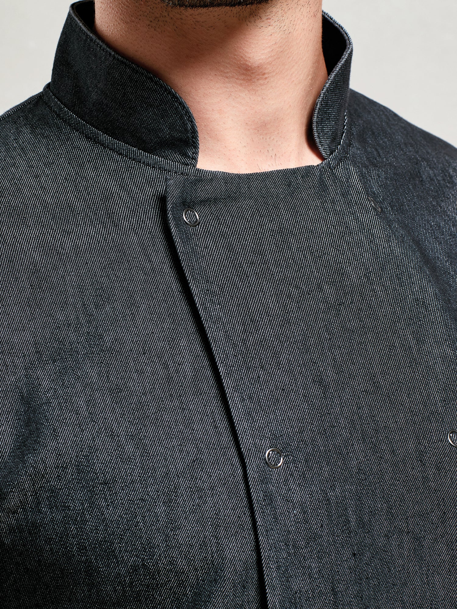 Denim Stud-Fasten Chef’s Jacket