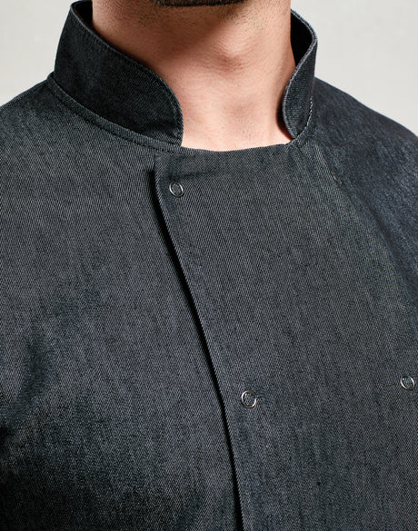 Denim Stud-Fasten Chef’s Jacket