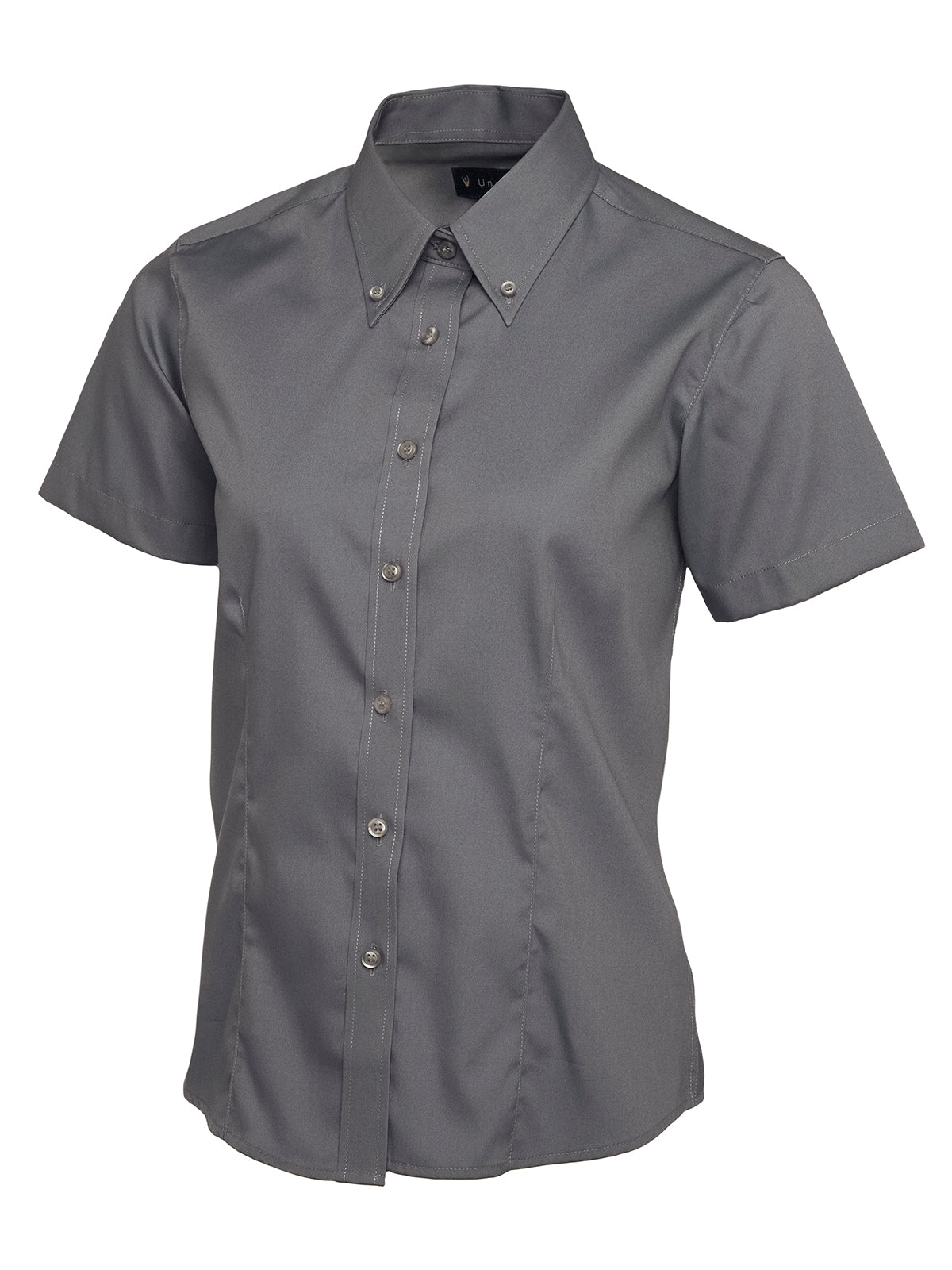 LADIES PINPOINT OXFORD HALF SLEEVE SHIRT