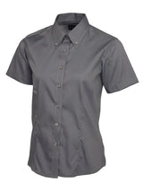 LADIES PINPOINT OXFORD HALF SLEEVE SHIRT