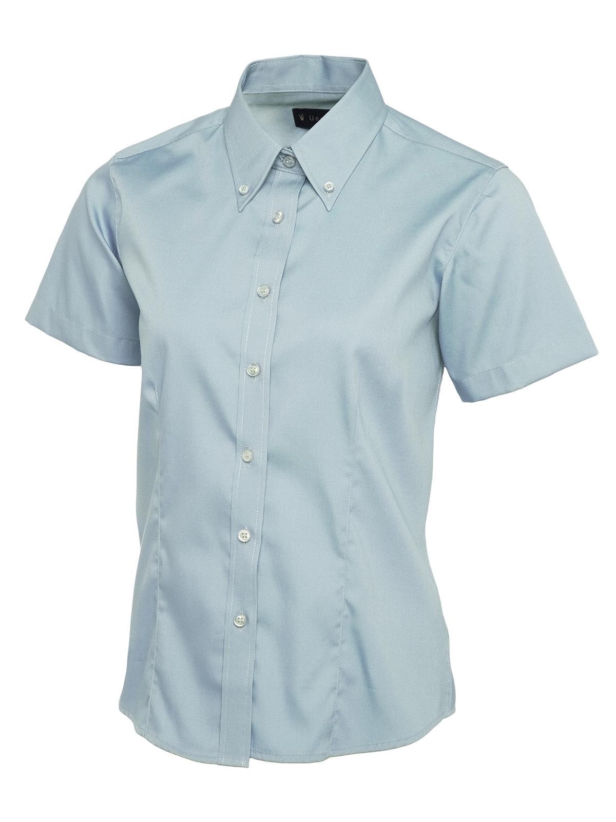 LADIES PINPOINT OXFORD HALF SLEEVE SHIRT