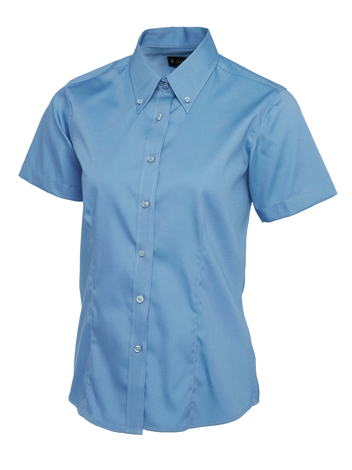 LADIES PINPOINT OXFORD HALF SLEEVE SHIRT