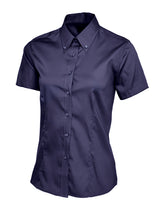 LADIES PINPOINT OXFORD HALF SLEEVE SHIRT
