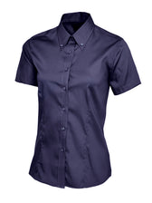 LADIES PINPOINT OXFORD HALF SLEEVE SHIRT