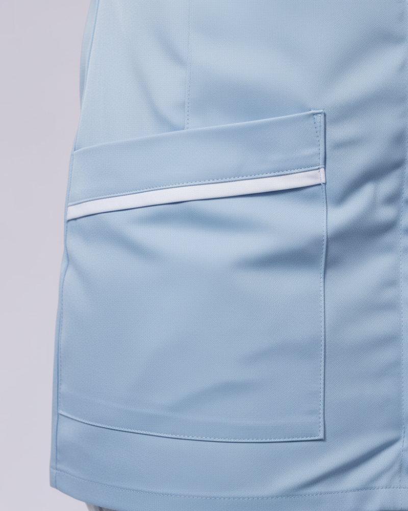 WOMEN'S ROUNDED COLLAR NURSE TUNIC UNIFORM WITH CONCEALED ZIP FASTEN
