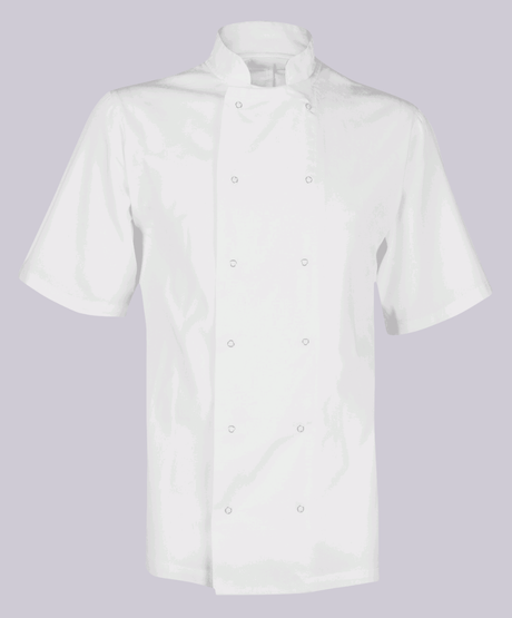 CHEF JACKET SHORT SLEEVE BUTTON FASTEN (BLACK)