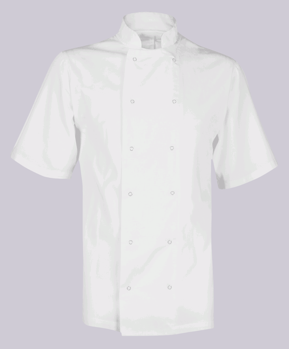 CHEF JACKET SHORT SLEEVE BUTTON FASTEN (WHITE)