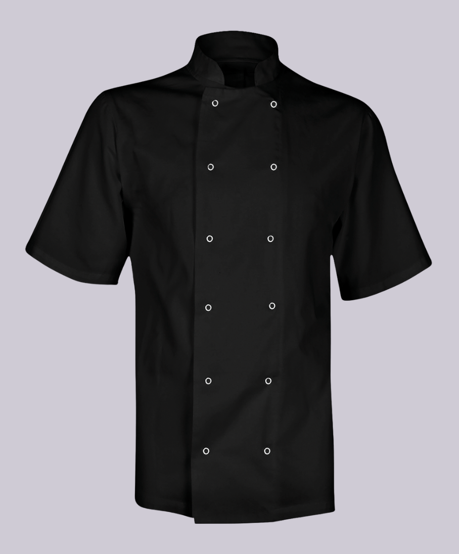 CHEF JACKET SHORT SLEEVE BUTTON FASTEN (WHITE)