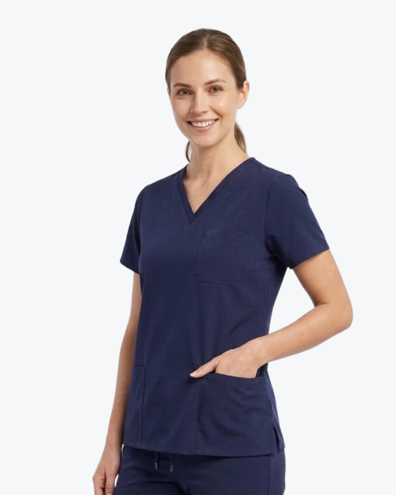 Alumea Ladies V-neck Stretch Scrub Top