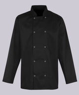 CHEF JACKET LONG SLEEVE BUTTON FASTEN (BLACK)