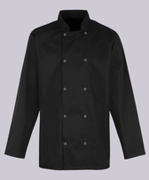 CHEF JACKET LONG SLEEVE BUTTON FASTEN (BLACK)