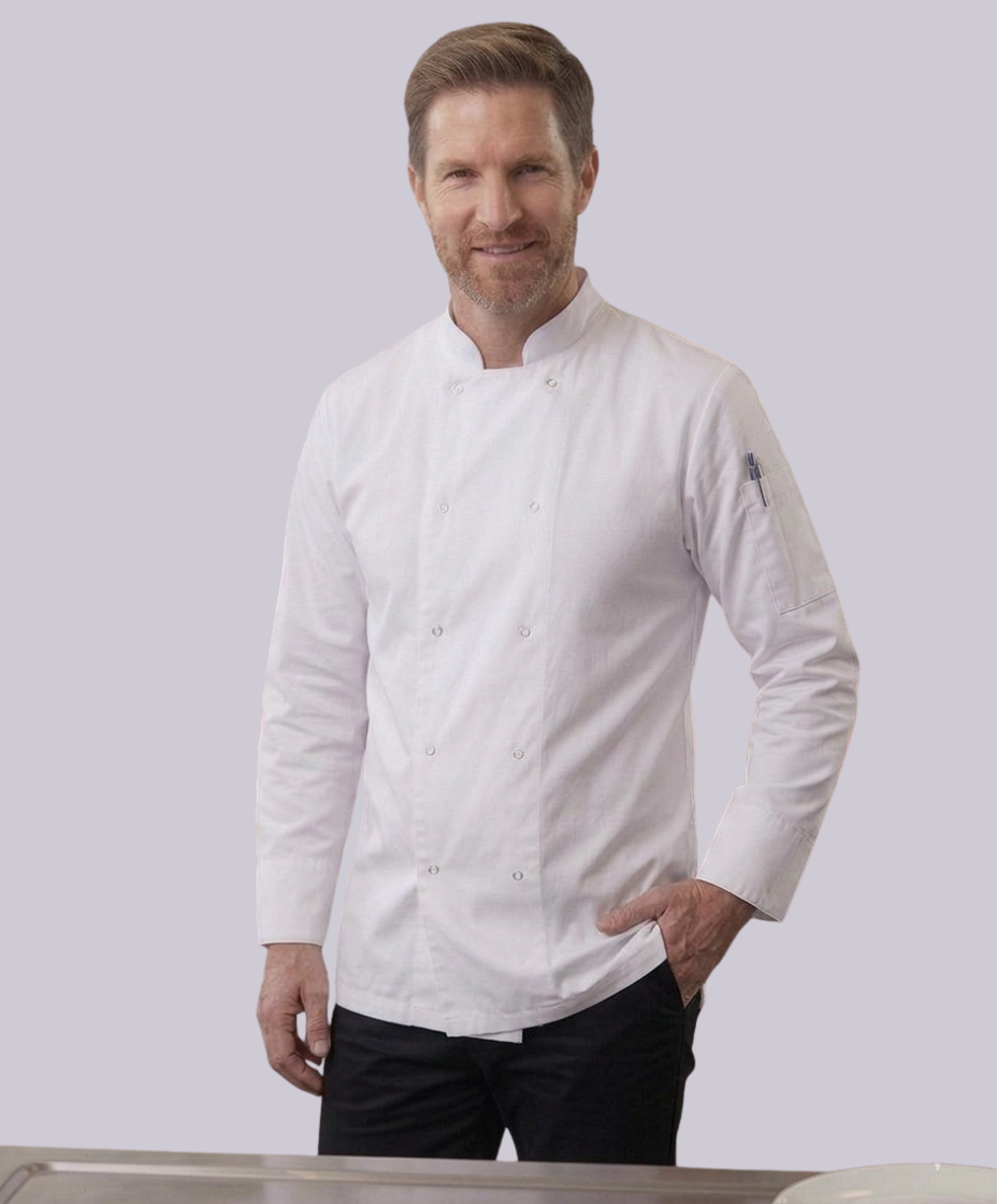 CHEF JACKET LONG SLEEVE BUTTON FASTEN (WHITE)