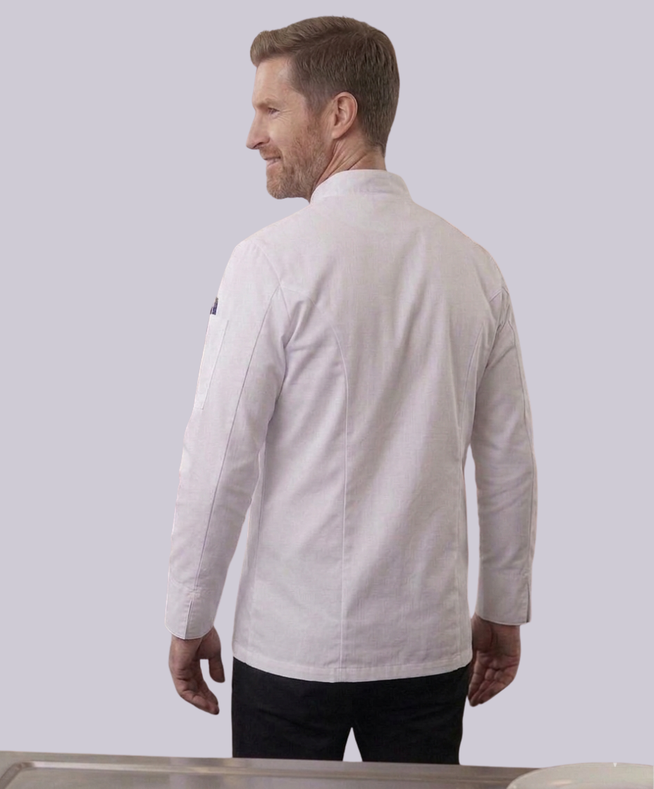 CHEF JACKET LONG SLEEVE BUTTON FASTEN (WHITE)
